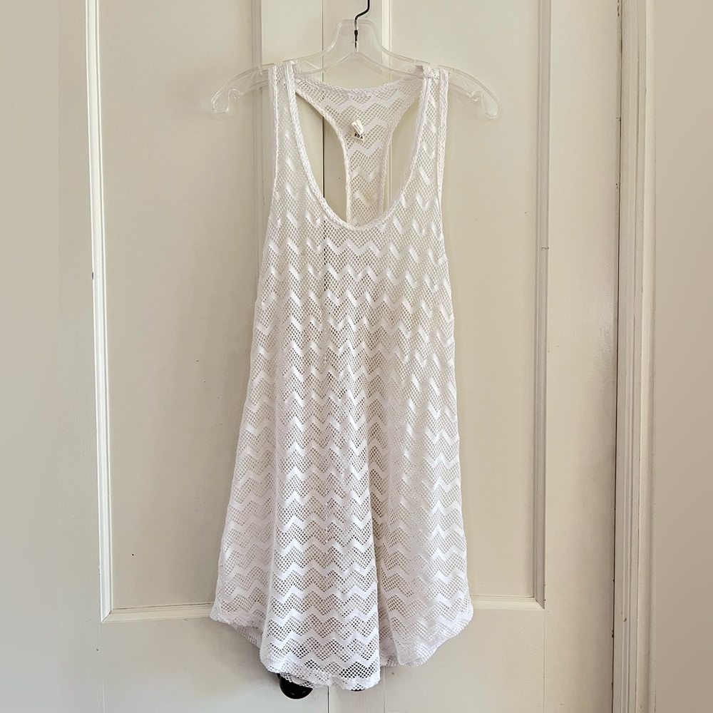 Roxy White Mesh Racer Back Swim Coverup Size Small